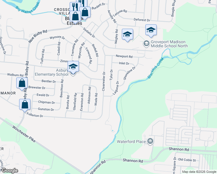 map of restaurants, bars, coffee shops, grocery stores, and more near 3781 Tylor Drive in Columbus