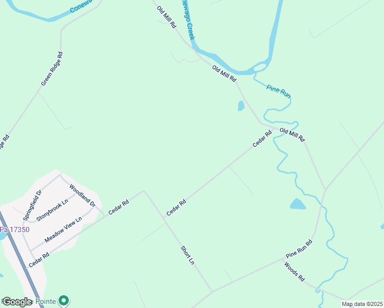 map of restaurants, bars, coffee shops, grocery stores, and more near 318 Cedar Road in New Oxford