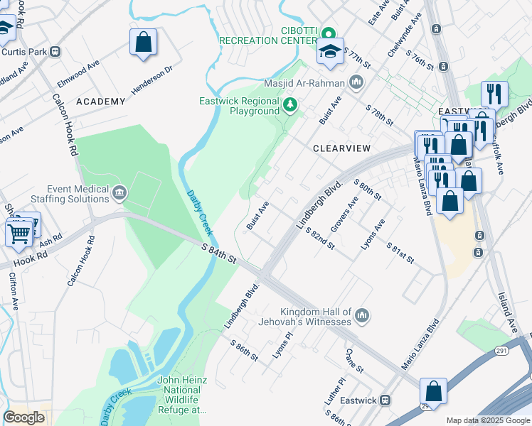 map of restaurants, bars, coffee shops, grocery stores, and more near 8219 Chelwynde Avenue in Philadelphia