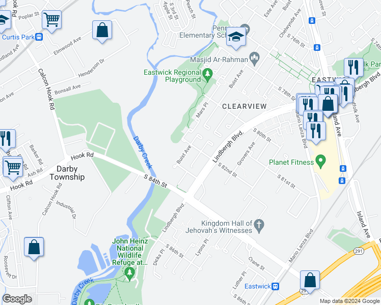 map of restaurants, bars, coffee shops, grocery stores, and more near 8219 Chelwynde Avenue in Philadelphia