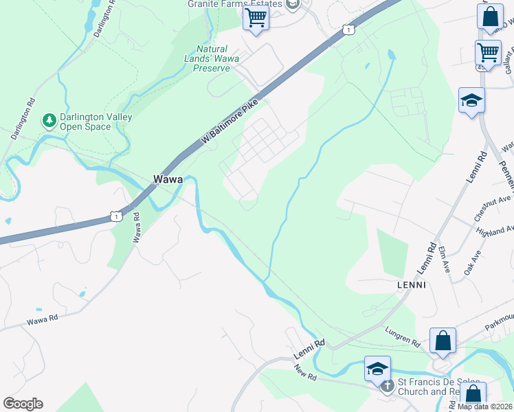 map of restaurants, bars, coffee shops, grocery stores, and more near 754 Switchman Road in Media