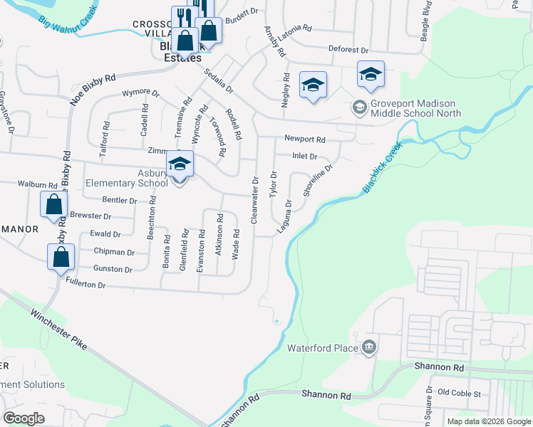 map of restaurants, bars, coffee shops, grocery stores, and more near 3781 Tylor Drive in Columbus