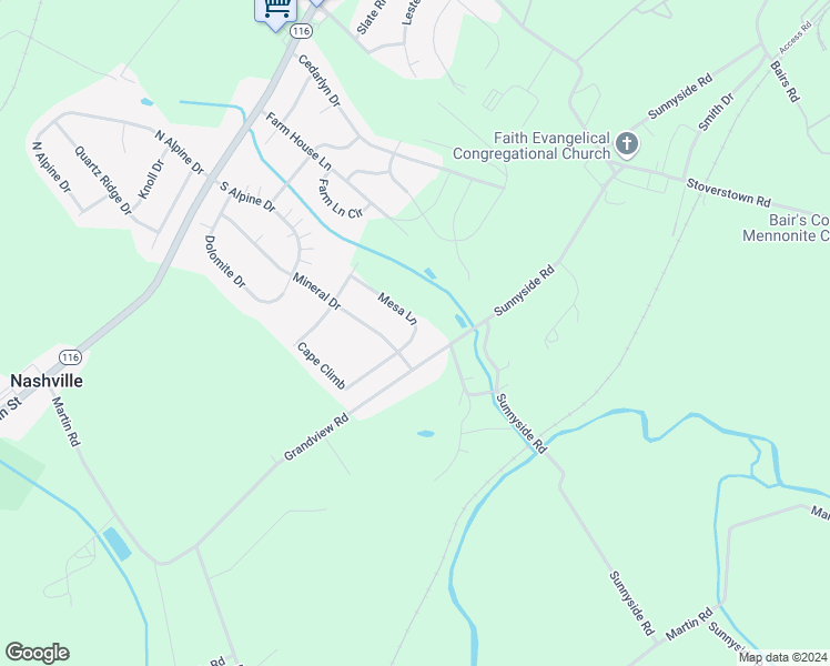 map of restaurants, bars, coffee shops, grocery stores, and more near 395 Mesa Lane in York
