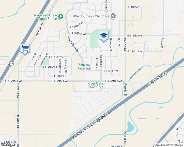map of restaurants, bars, coffee shops, grocery stores, and more near 11238 Newark Court in Henderson