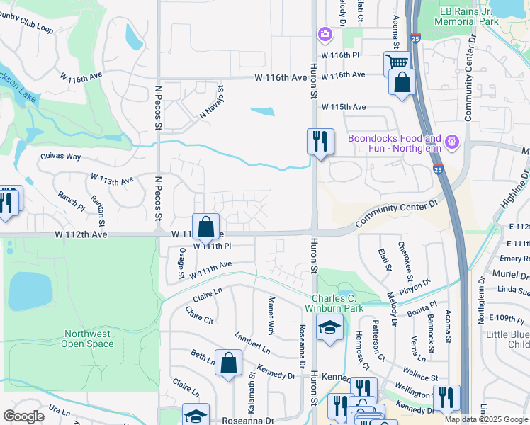 map of restaurants, bars, coffee shops, grocery stores, and more near 1017 West 112th Avenue in Westminster