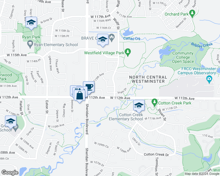 map of restaurants, bars, coffee shops, grocery stores, and more near 4830 West 112th Circle in Westminster