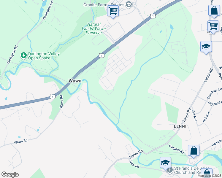 map of restaurants, bars, coffee shops, grocery stores, and more near 712 Switchman Road in Media