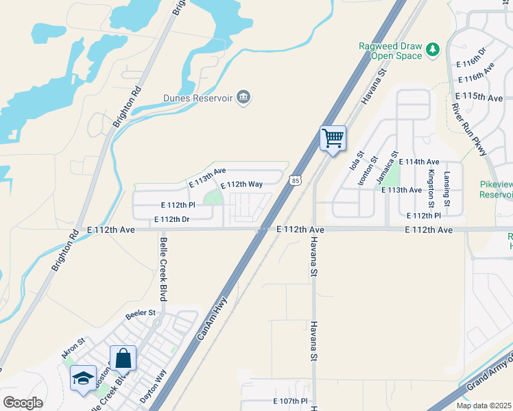 map of restaurants, bars, coffee shops, grocery stores, and more near 11250 Florence Street in Commerce City