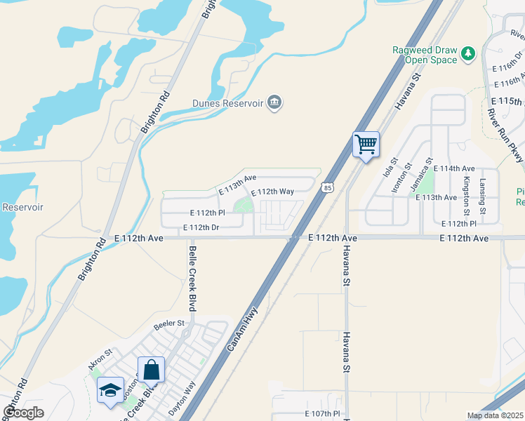 map of restaurants, bars, coffee shops, grocery stores, and more near 10000 East 112th Way in Henderson