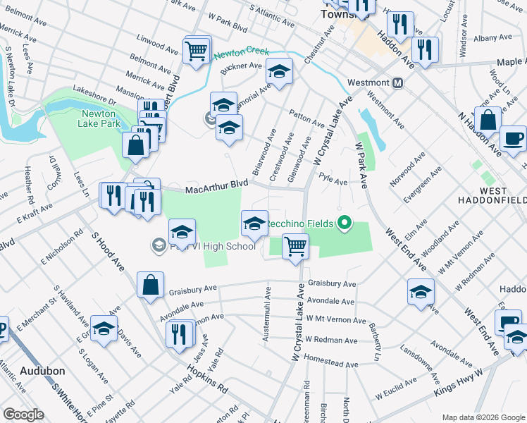 map of restaurants, bars, coffee shops, grocery stores, and more near 511 Rhoads Avenue in Haddonfield