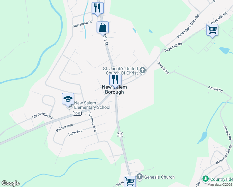 map of restaurants, bars, coffee shops, grocery stores, and more near 25 North Main Street in York