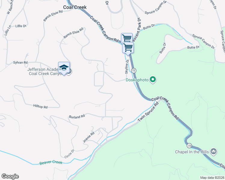 map of restaurants, bars, coffee shops, grocery stores, and more near 11398 Ranch Elsie Road in Golden