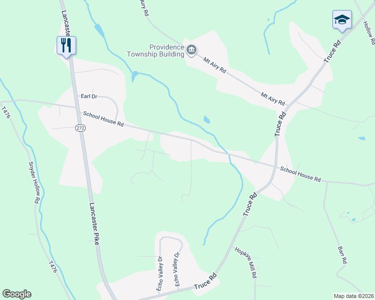 map of restaurants, bars, coffee shops, grocery stores, and more near 366 School House Road in New Providence