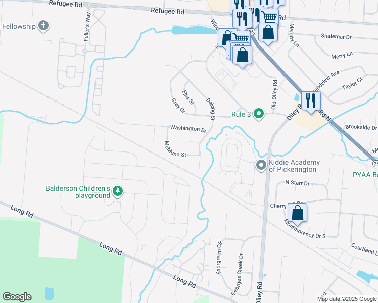 map of restaurants, bars, coffee shops, grocery stores, and more near 912 McMunn Street in Pickerington