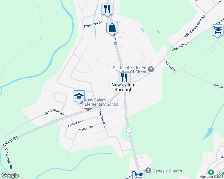 map of restaurants, bars, coffee shops, grocery stores, and more near 36 North Water Street in York
