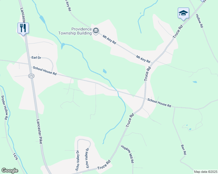 map of restaurants, bars, coffee shops, grocery stores, and more near 343 School House Road in New Providence