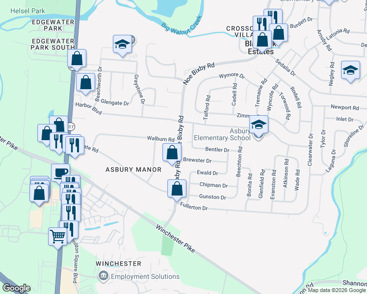 map of restaurants, bars, coffee shops, grocery stores, and more near 3664 Noe Bixby Road in Columbus