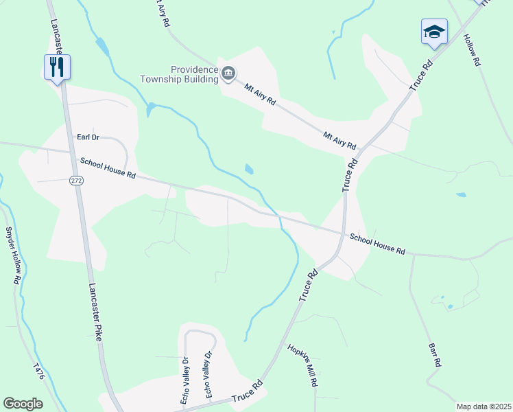 map of restaurants, bars, coffee shops, grocery stores, and more near 343 School House Road in New Providence