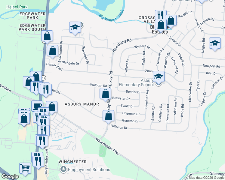 map of restaurants, bars, coffee shops, grocery stores, and more near 3664 Noe Bixby Road in Columbus