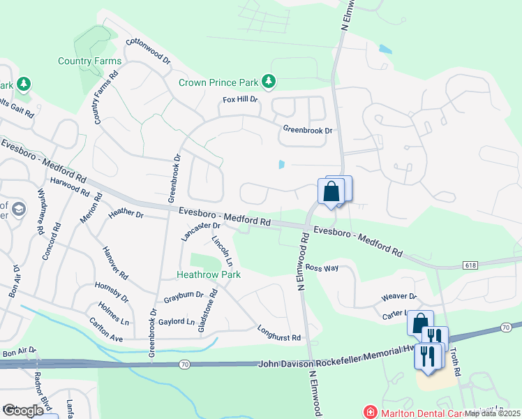 map of restaurants, bars, coffee shops, grocery stores, and more near 72 Hibiscus Drive in Evesham Township
