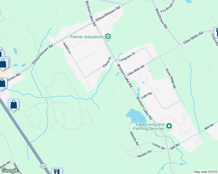 map of restaurants, bars, coffee shops, grocery stores, and more near 15 Fox Lair Lane in Thornton