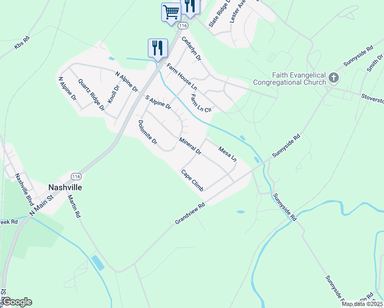 map of restaurants, bars, coffee shops, grocery stores, and more near 1209 Ledge Drive in York