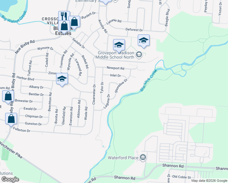 map of restaurants, bars, coffee shops, grocery stores, and more near 3724 Laguna Drive in Columbus