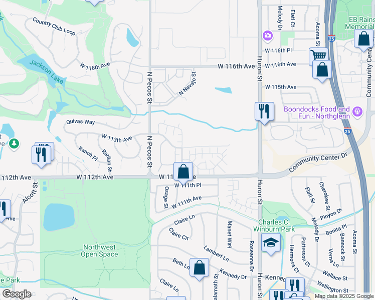 map of restaurants, bars, coffee shops, grocery stores, and more near 1397 West 112th Avenue in Westminster