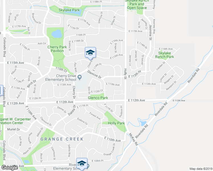 map of restaurants, bars, coffee shops, grocery stores, and more near 5324 East 113th Avenue in Thornton
