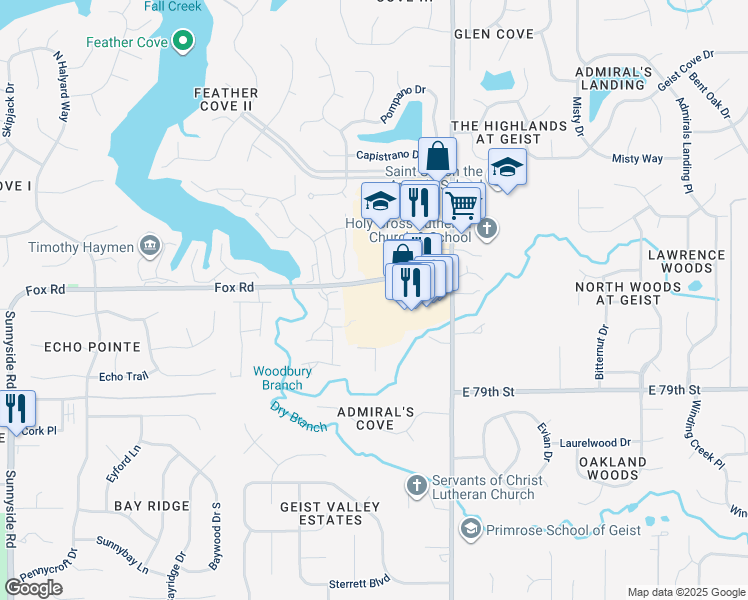 map of restaurants, bars, coffee shops, grocery stores, and more near in Lawrence