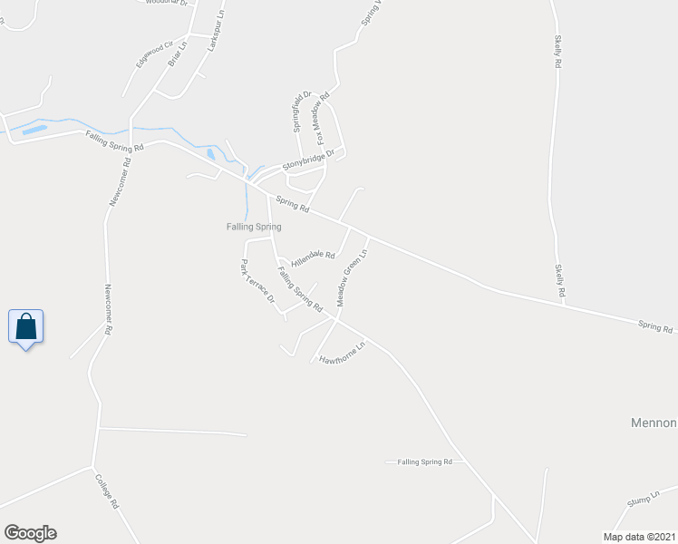 map of restaurants, bars, coffee shops, grocery stores, and more near 1545 Meadow Green Lane in Chambersburg