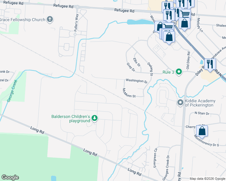 map of restaurants, bars, coffee shops, grocery stores, and more near 917 Boggs Court in Pickerington
