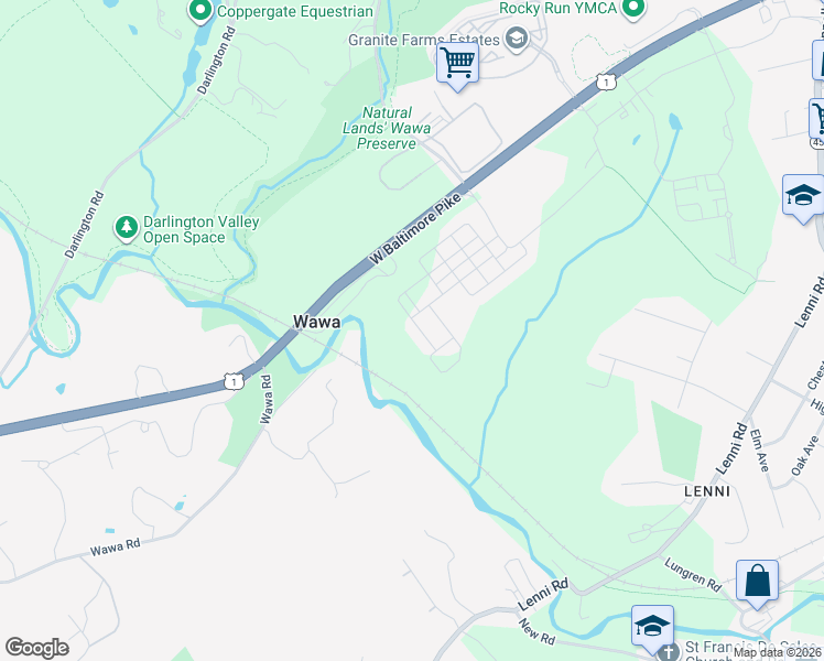 map of restaurants, bars, coffee shops, grocery stores, and more near 823 Hoopes Lane in Media