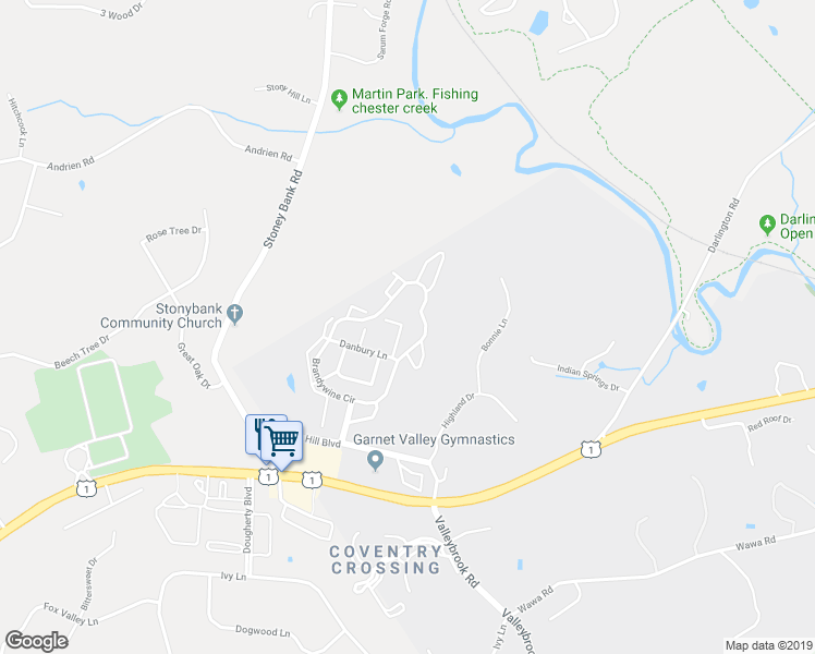 map of restaurants, bars, coffee shops, grocery stores, and more near 373 Radford Court in Glen Mills