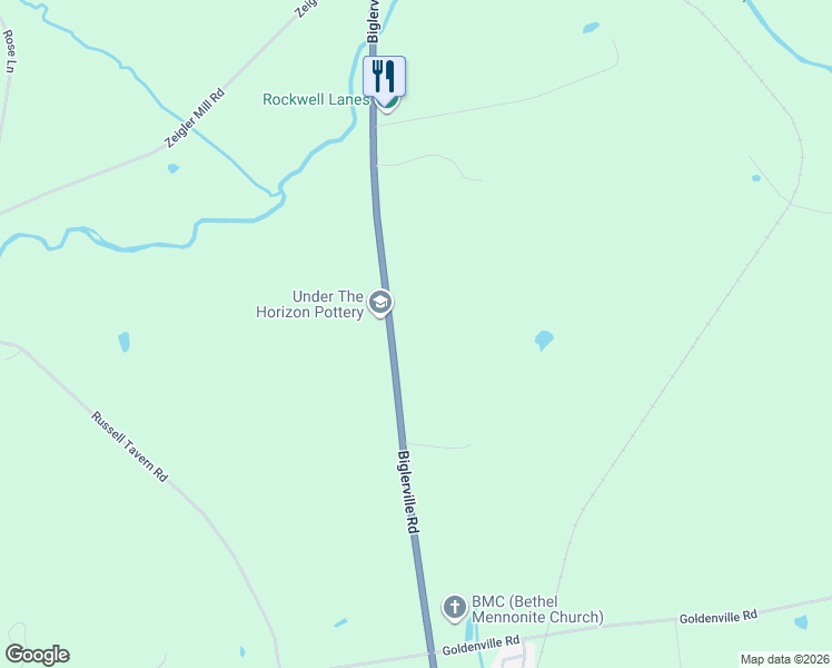 map of restaurants, bars, coffee shops, grocery stores, and more near 2609 Biglerville Road in Gettysburg