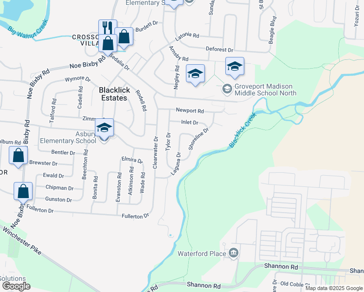 map of restaurants, bars, coffee shops, grocery stores, and more near 3724 Laguna Drive in Columbus