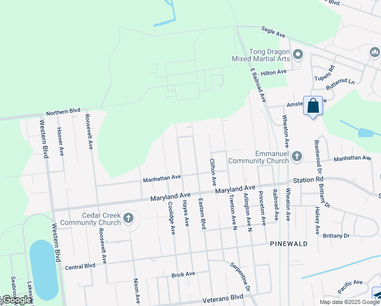 map of restaurants, bars, coffee shops, grocery stores, and more near 316 Eastern Boulevard in Berkeley Township