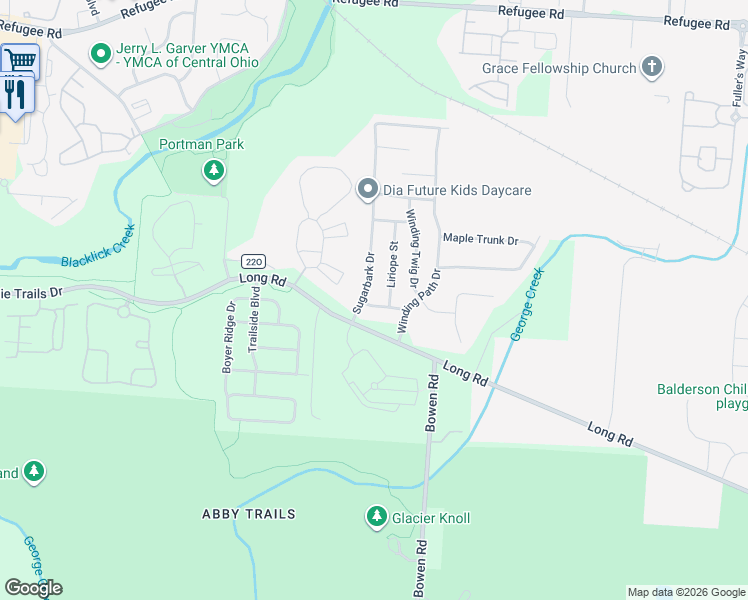 map of restaurants, bars, coffee shops, grocery stores, and more near 7428 Maple Spice Avenue in Canal Winchester
