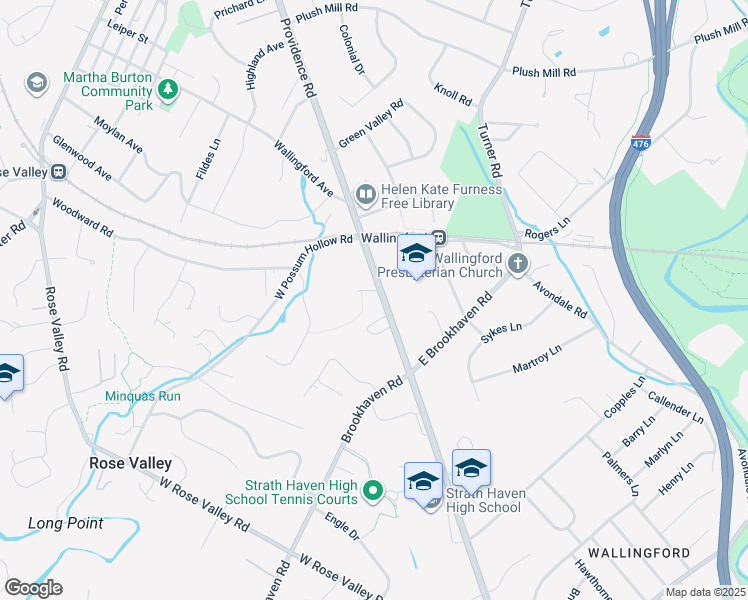 map of restaurants, bars, coffee shops, grocery stores, and more near 2 Chatham Place in Nether Providence Township