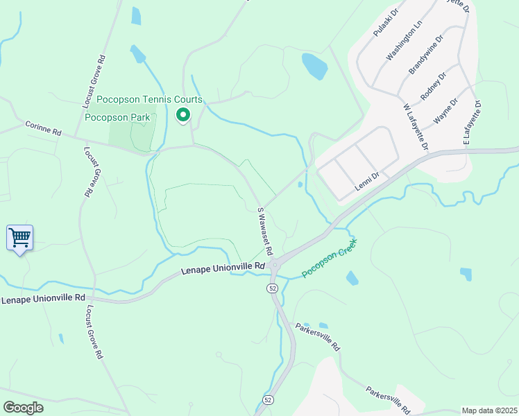 map of restaurants, bars, coffee shops, grocery stores, and more near 715 South Wawaset Road in West Chester