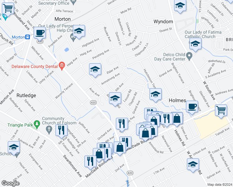 map of restaurants, bars, coffee shops, grocery stores, and more near 2110 6th Avenue in Morton