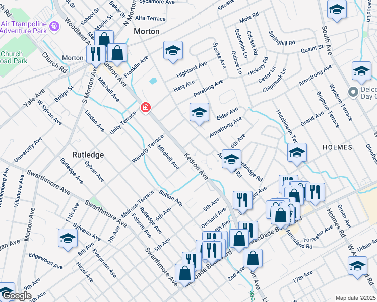 map of restaurants, bars, coffee shops, grocery stores, and more near 720 Kedron Avenue in Morton