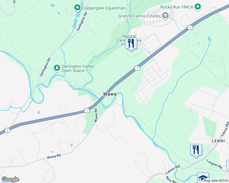 map of restaurants, bars, coffee shops, grocery stores, and more near in Delaware County