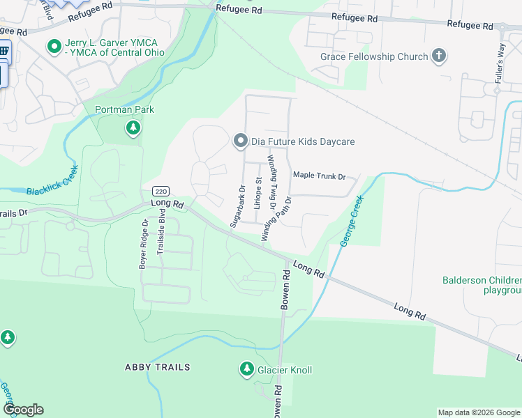 map of restaurants, bars, coffee shops, grocery stores, and more near 3910 Liriope Street in Canal Winchester
