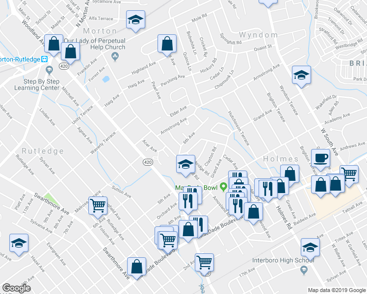map of restaurants, bars, coffee shops, grocery stores, and more near 2110 6th Avenue in Morton