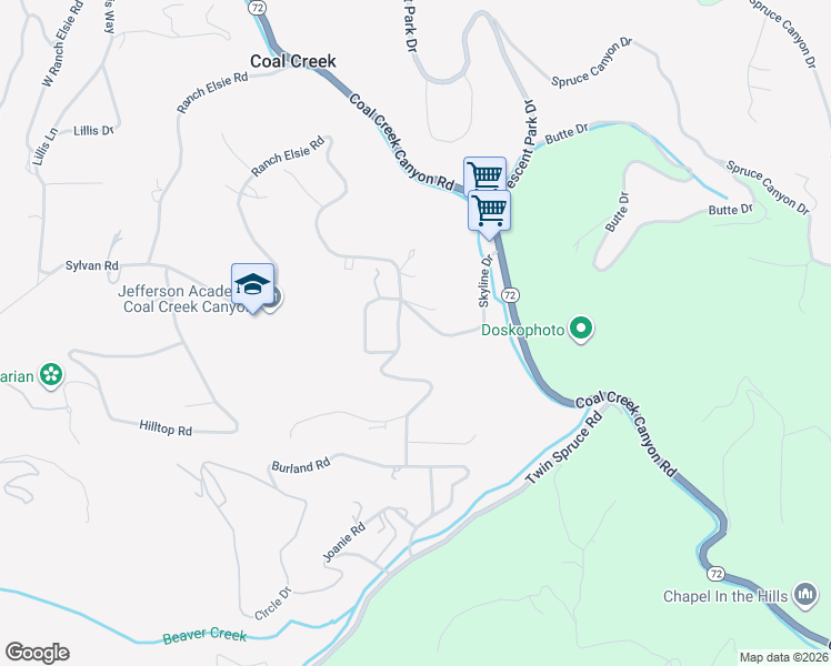 map of restaurants, bars, coffee shops, grocery stores, and more near 11398 Ranch Elsie Road in Golden