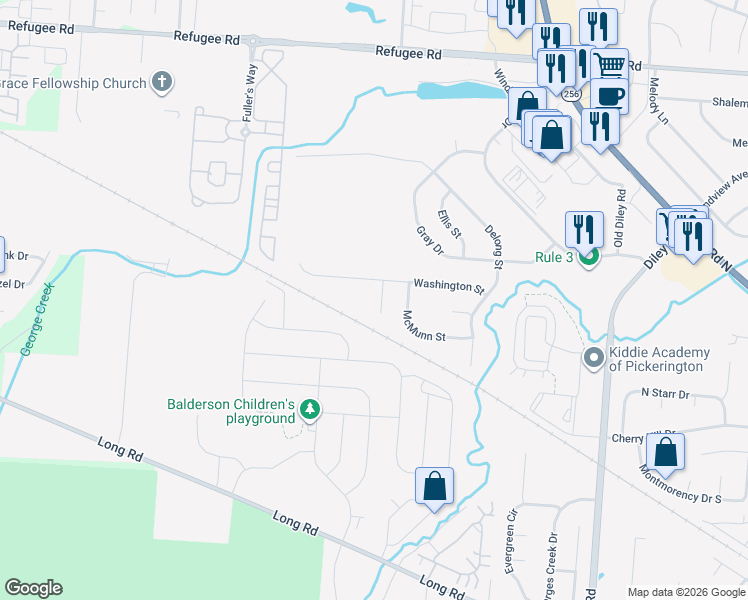 map of restaurants, bars, coffee shops, grocery stores, and more near 917 Boggs Court in Pickerington