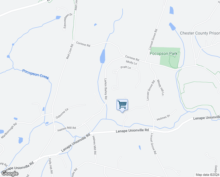 map of restaurants, bars, coffee shops, grocery stores, and more near 190 Pratt Lane in West Chester