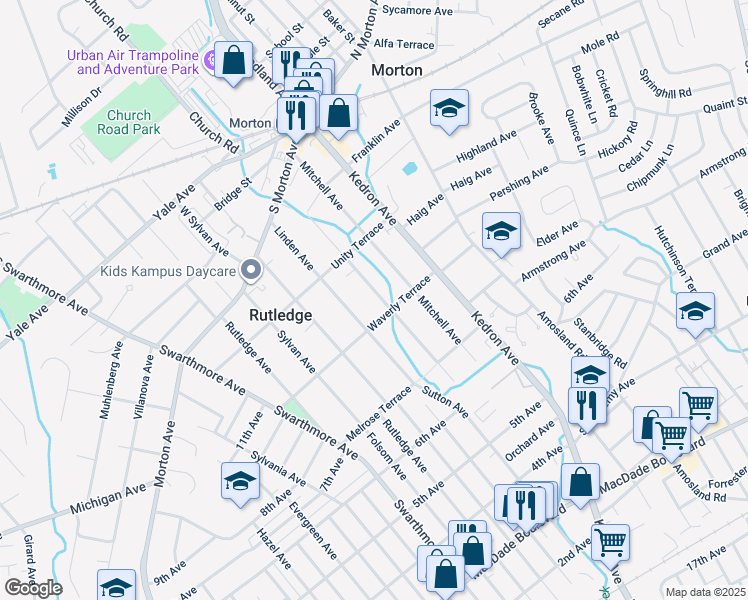 map of restaurants, bars, coffee shops, grocery stores, and more near 815 Agnes Avenue in Morton
