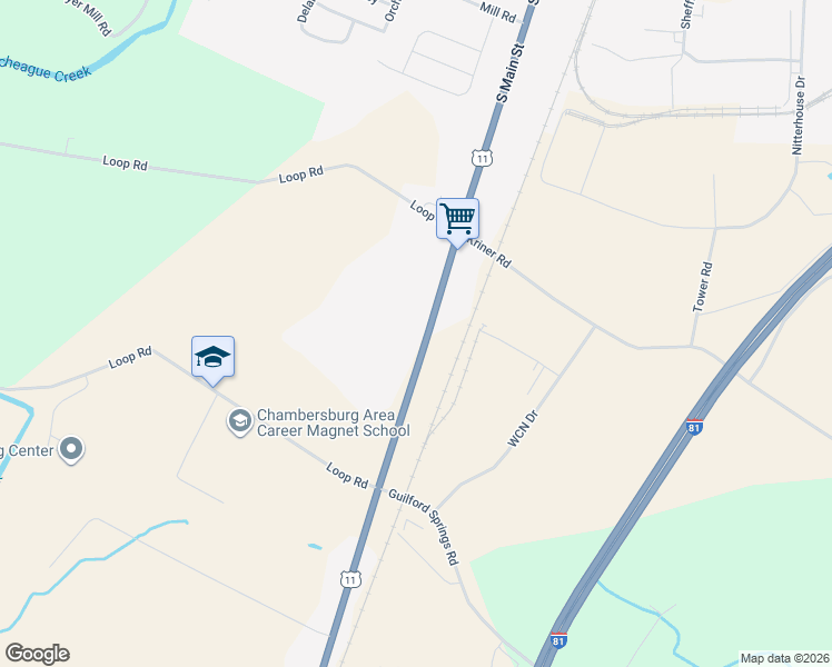 map of restaurants, bars, coffee shops, grocery stores, and more near 2459 Molly Pitcher Highway in Chambersburg